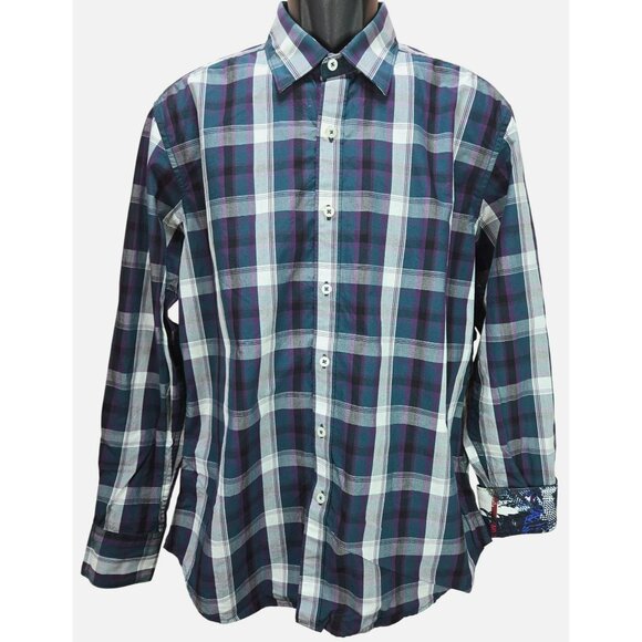 Robert Graham Mens Classic Fit Plaid Button-Up Shirt Medium - Picture 1 of 9